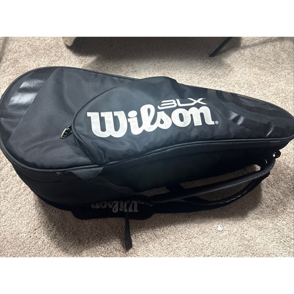 Wilson BLX Tour Super Six Pro Tour Tennis Racket Bag Backpack Black - Picture 3 of 12